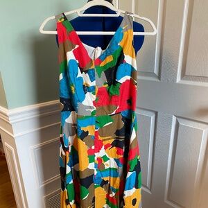 Emily and Fin Bright Red, Blue, Green, Yellow Floral Maxi A-Line Dress - Sz. M